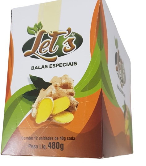 BALA DE GENGIBRE NATURAL DISPLAY C/12 DE 40G - LETS