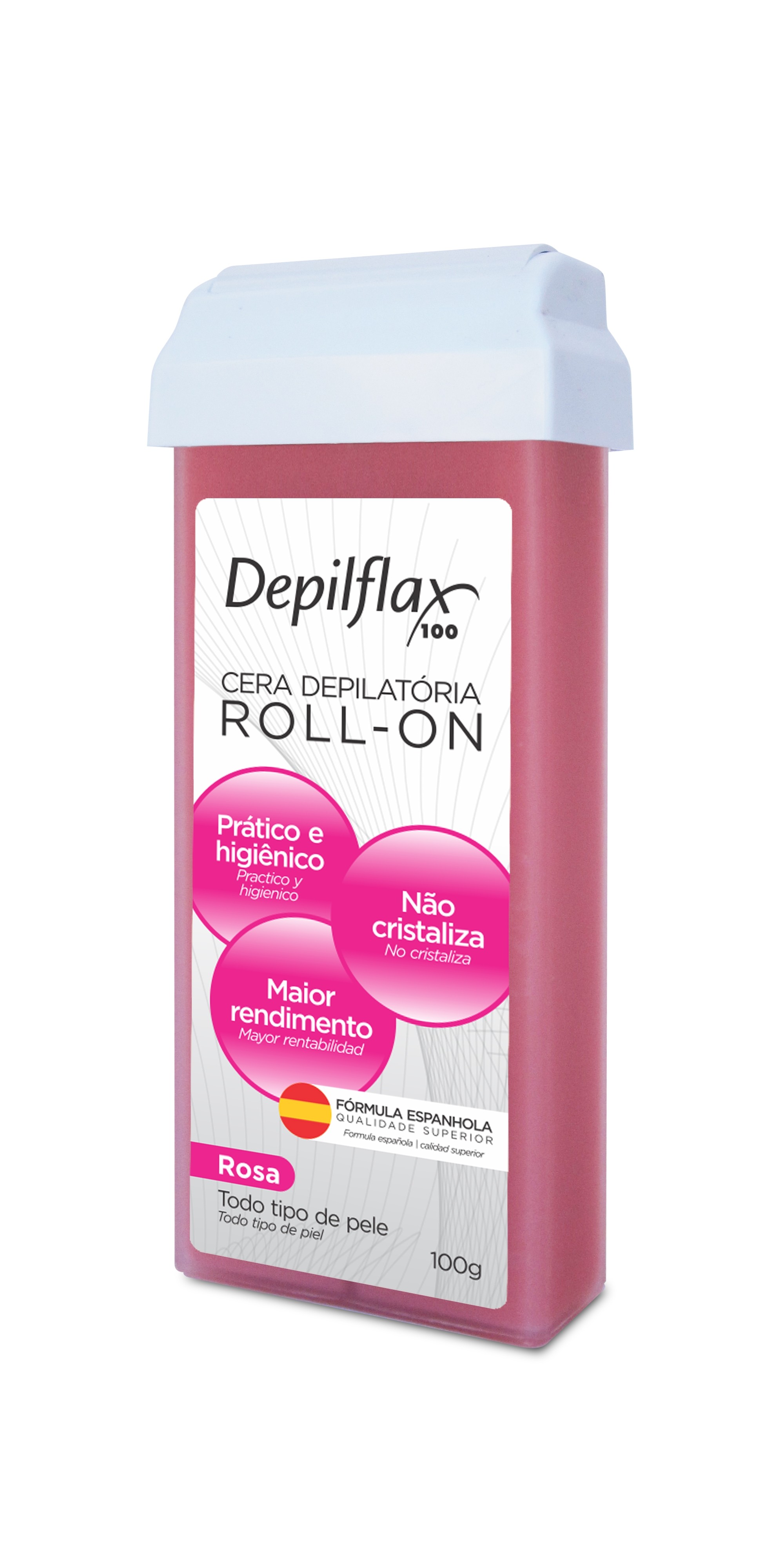 CERA DEPILATORIA ROSA REFIL ROLL-ON 100G - DEPILFLAX