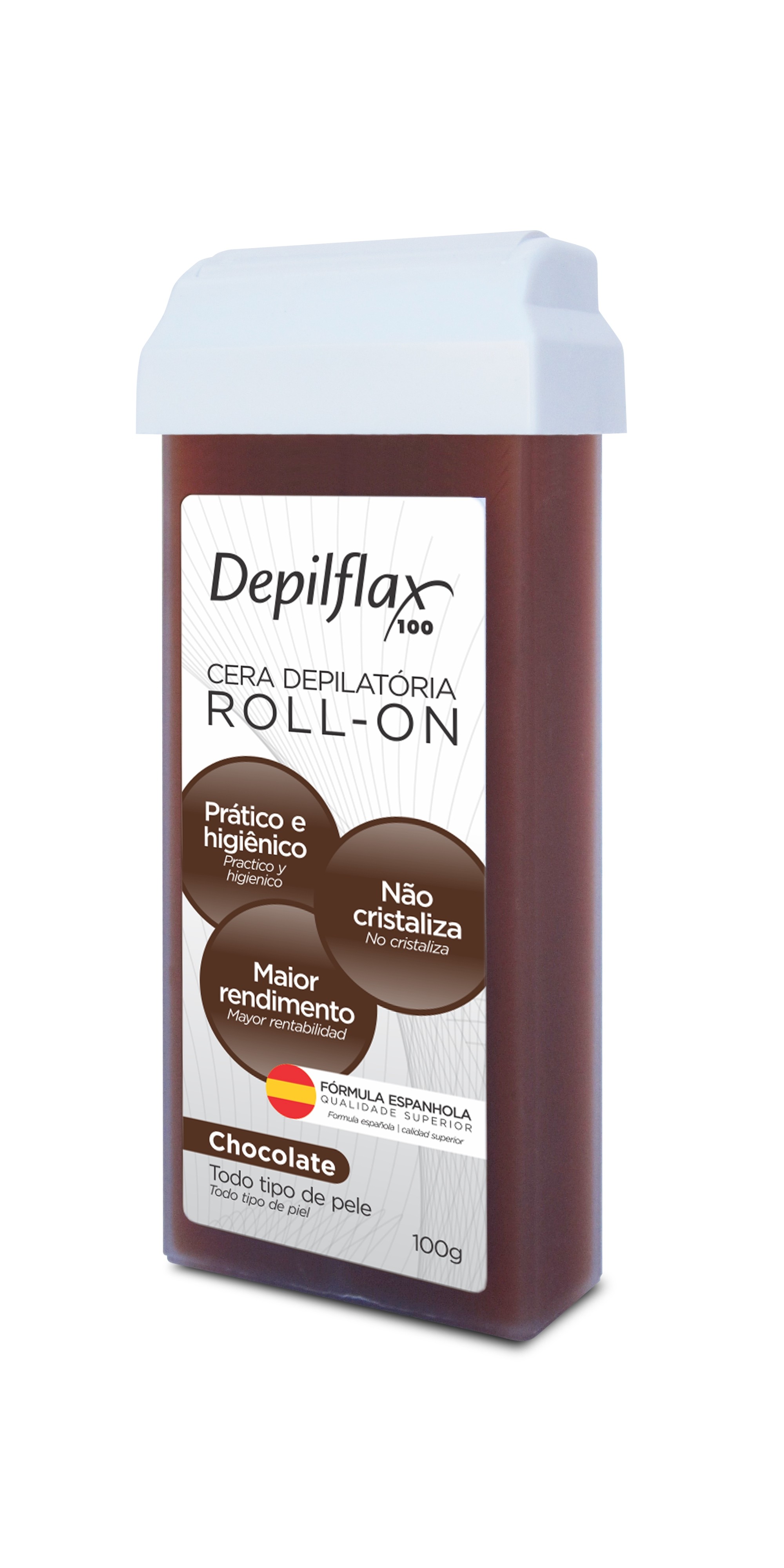 CERA DEPILATORIA CHOCOLATE REFIL ROLL-ON 100G - DEPILFLAX