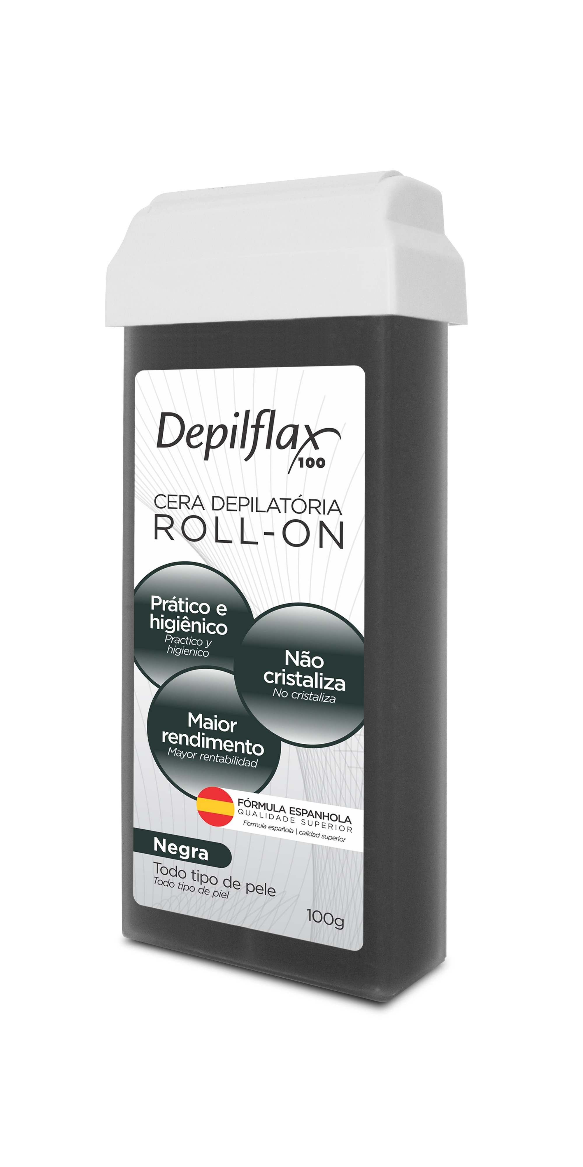 CERA DEPILATORIA NEGRA REFIL ROLL-ON 100G - DEPILFLAX