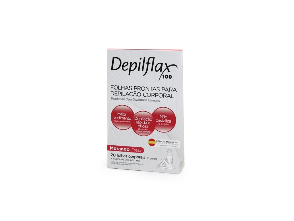 FOLHA DEPILATORIA CORPORAL MORANGO C/20 - DEPILFLAX