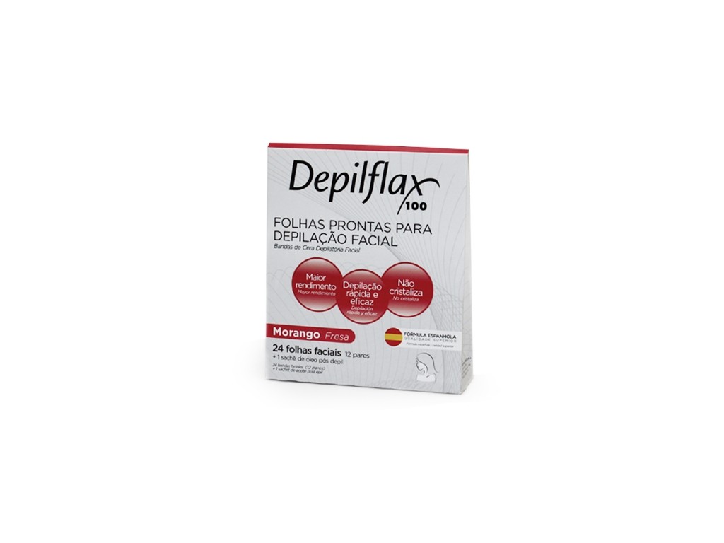 FOLHA DEPILATORIA FACIAL MORANGO C/24 - DEPILFLAX