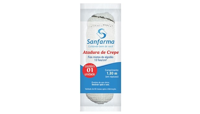 ATADURA DE CREPE 13 FIOS 10CMX1,8M - SANFARMA