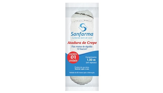 ATADURA DE CREPE 13 FIOS 20CMX1,8M - SANFARMA