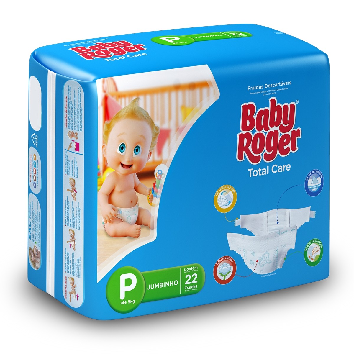 Fralda Descartável Total Care Jumbinho P 12X22 - BABY ROGER