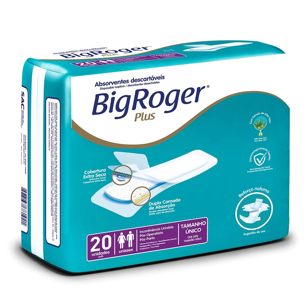 Absorvente Adulto Cobertura Extra Seca  20X6 - BABY ROGER