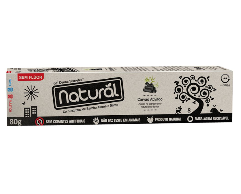 GEL DENTAL C/CARVÃO ATIVO 80G-NATURAL SUAVETEX