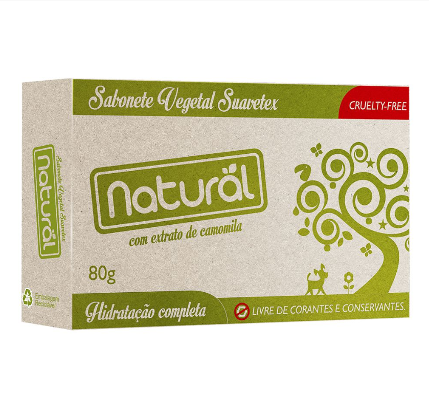 SABONETE BARRA C/EXT CAMOMILA 80G -NATURAL SUAVETEX