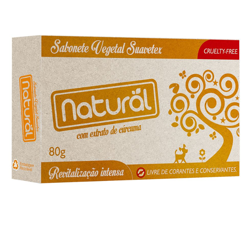 SABONETE BARRA C/EXT CURCUMA 80G - NATURAL SUAVETEX