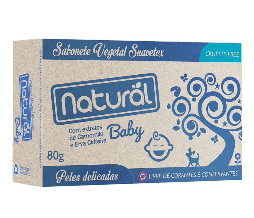 SABONETE BARRA BABY C/EXTCAMOM ERVADOCE 80G-NATURAL SUAVETEX