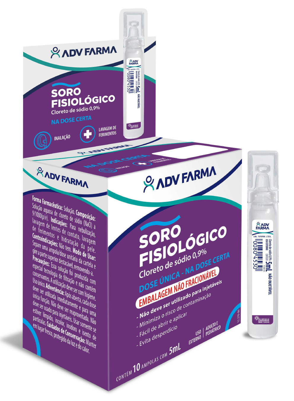 Solução Fisiológica Cloreto de Sódio 0,9% D/U 5ML C/10 ADV