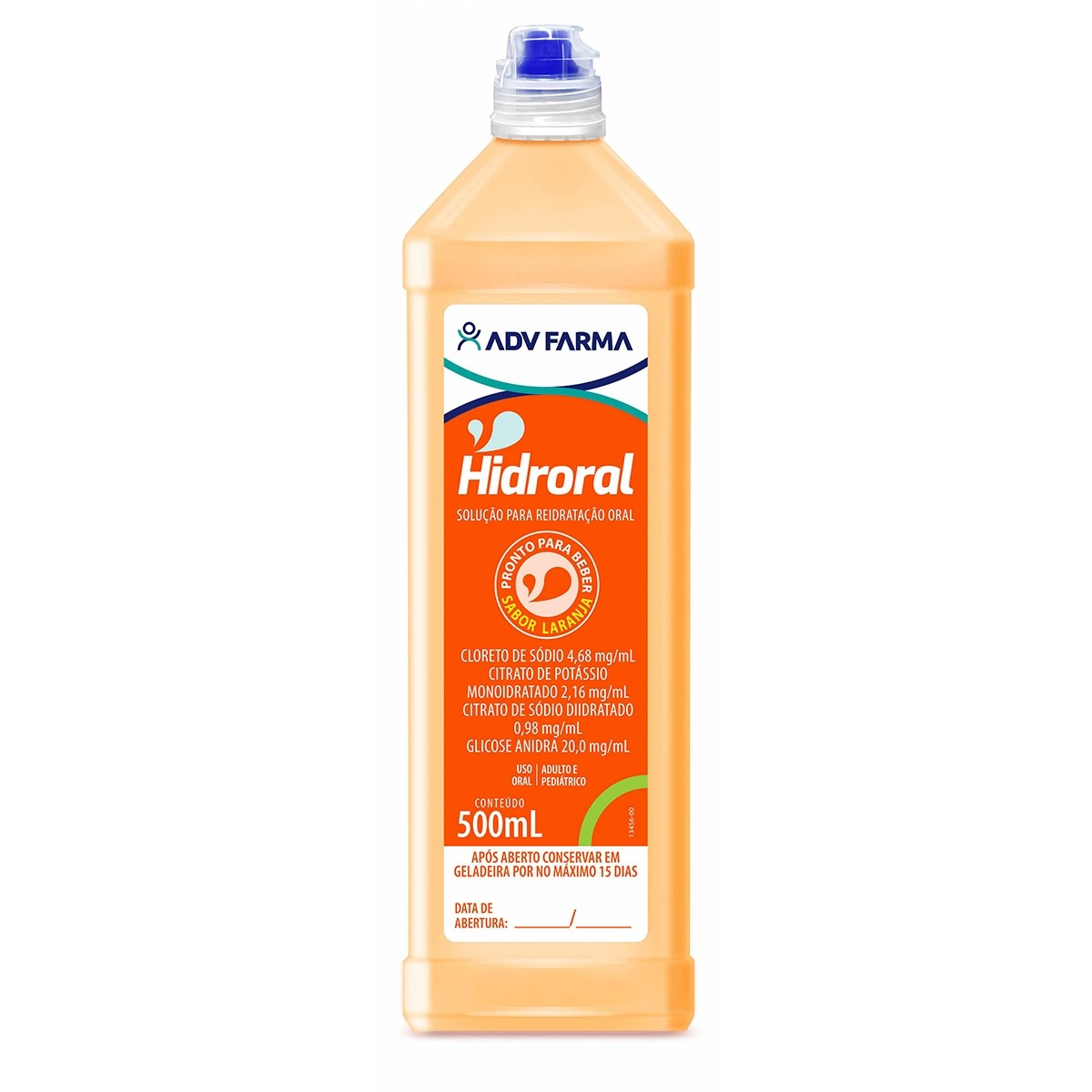 REIDRATANTE HIDRORAL SOLUÇÃO LARANJA 500ML - ADV