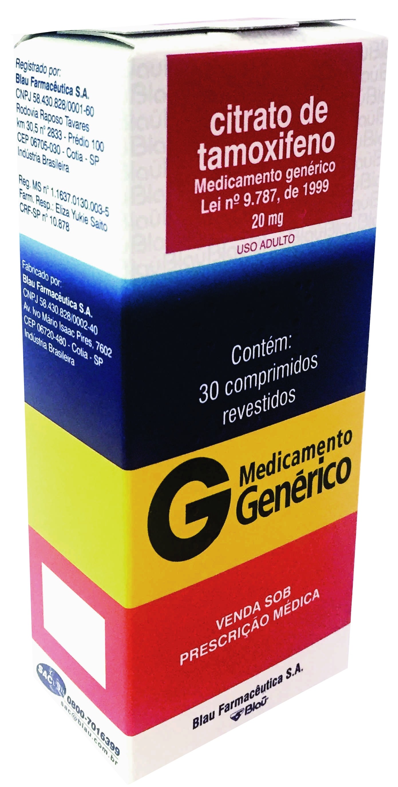 CITRATO DE TAMOXIFENO GENÉRICO 20 MG 30 CPS - BLAU