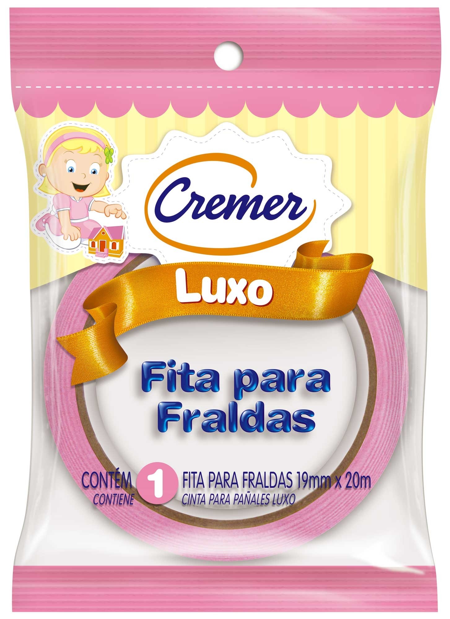 FITA ADESIVA PARA FRALDA MENINA 19MMX20M - CREMER