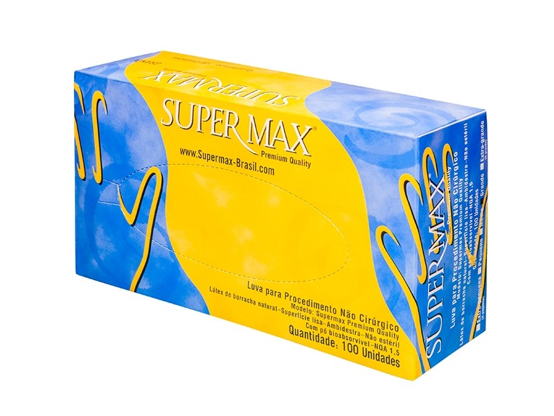 LUVA DE LATEX PARA PROCEDIMENTO  G CX C/100 - SUPERMAX.