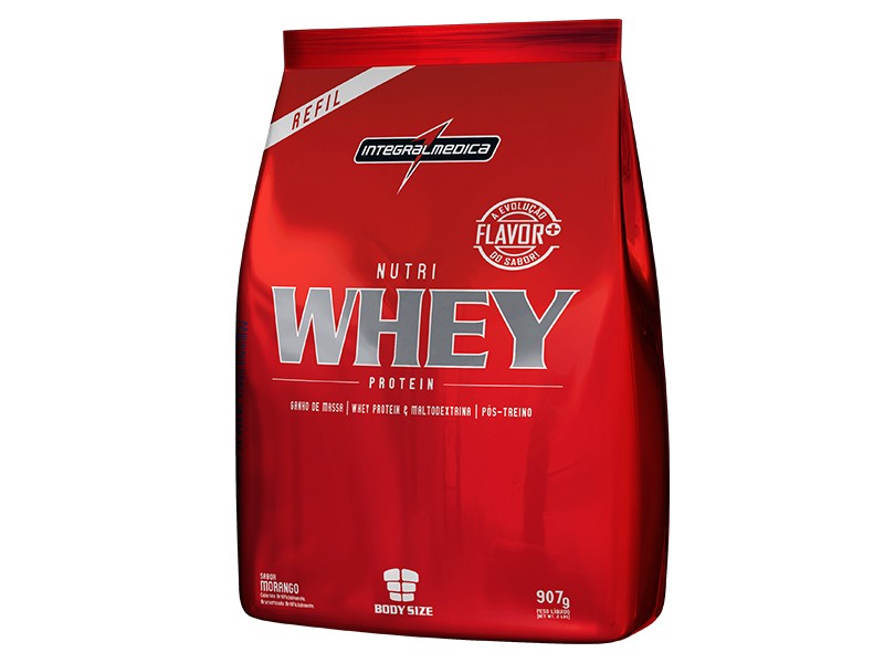 NUTRIWHEY SACO 907G V3 MORANGO - INTEGRALMEDICA