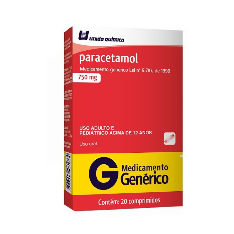 PARACETAMOL 750MG 20 COMP - UNIAO QUIMICA