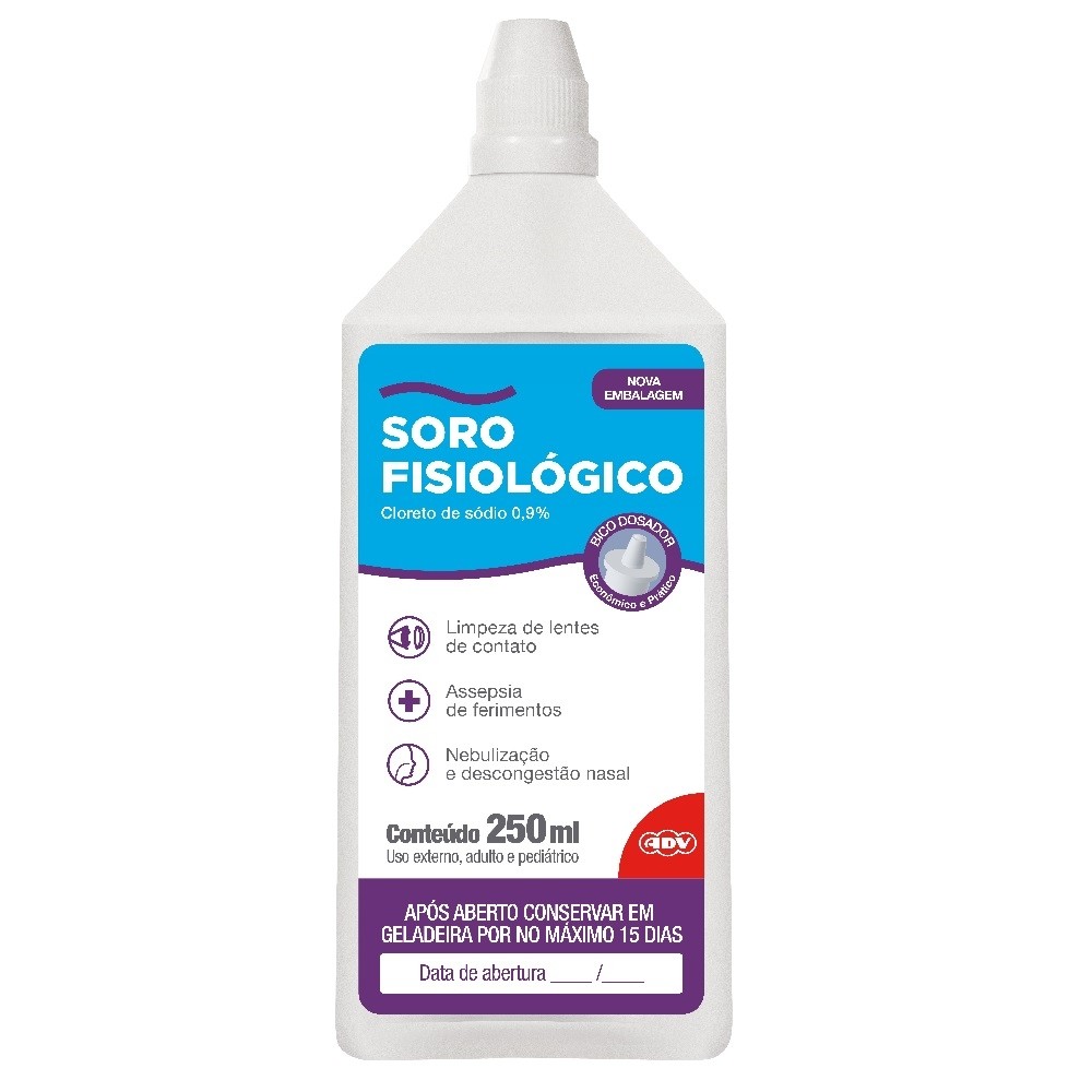 Solução Fisiológica Cloreto de Sódio 0,9% 250ML C/24 unidades  ADV