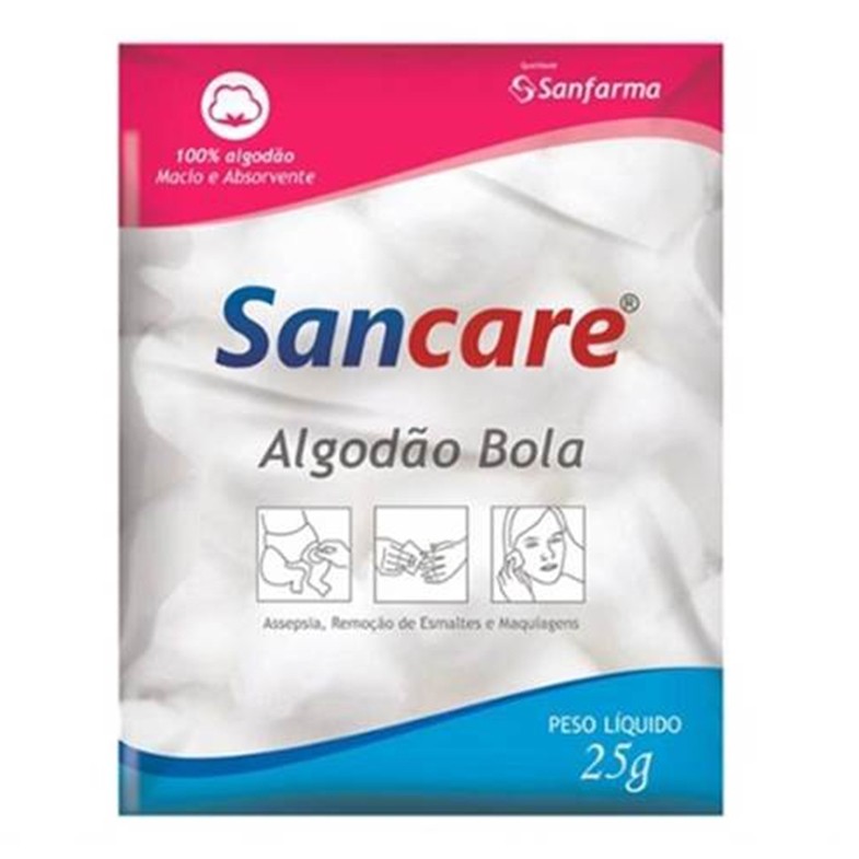ALGODÃO BOLA BRANCO 25G SANCARE- SANFARMA