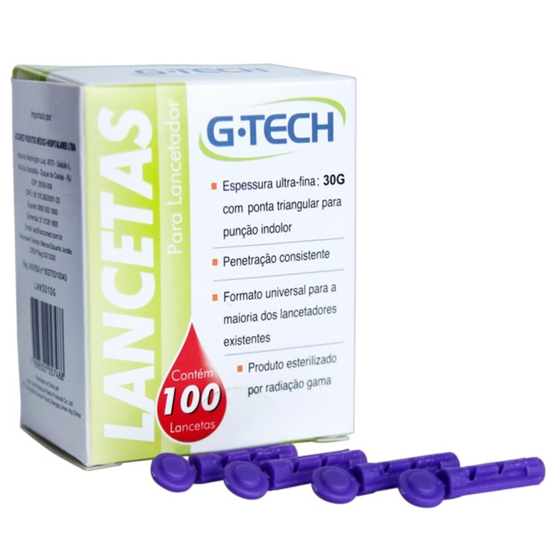 LANCETA PARA LANCETADOR 30G C/100 - G TECH