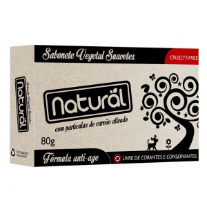 SABONETE BARRA C/PART DE CARVÃO ATIVADO 80G-NATURAL SUAVETEX