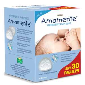 ABSORVENTE PARA SEIO LEVE 30 PAGUE 24 - AMAMENTE