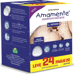 ABSORVENTE PARA SEIO NOTURNO LEVE 30 PAGUE 24  - AMAMENTE